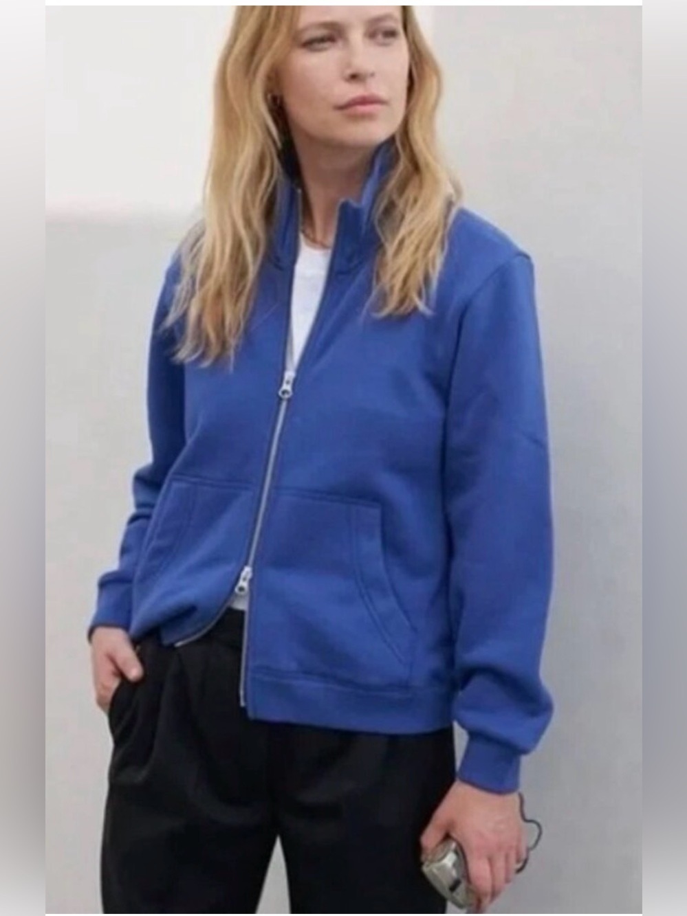 AYR The Zip It Sweatshirt Dual Zipper Terry Fleece Blue Like new , Large
